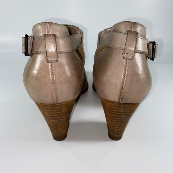 Paul Green 5154 6.5 Leather Mesh Taupe Heeled Boot - Picture 4 of 12